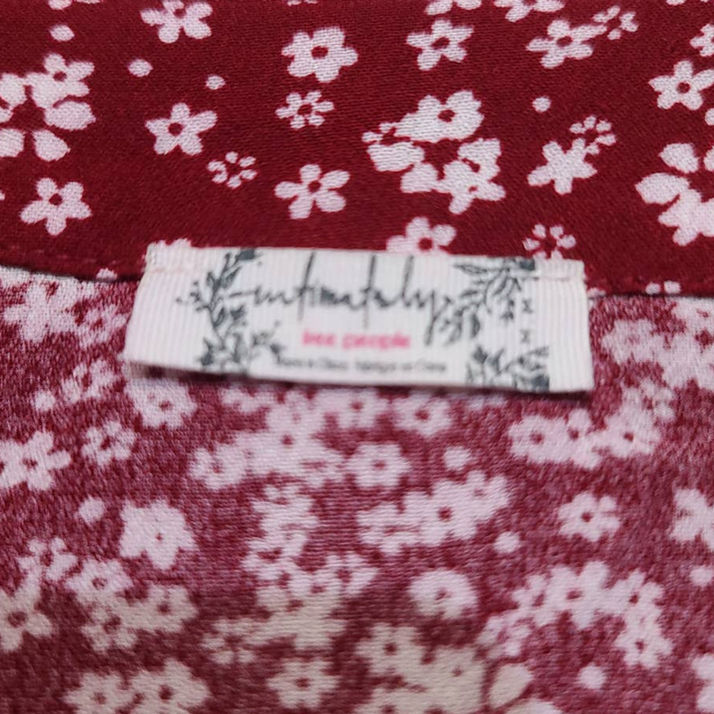Free People Red Floral V-Neck Long Sleeve Bodysuit - Picture 5 of 6